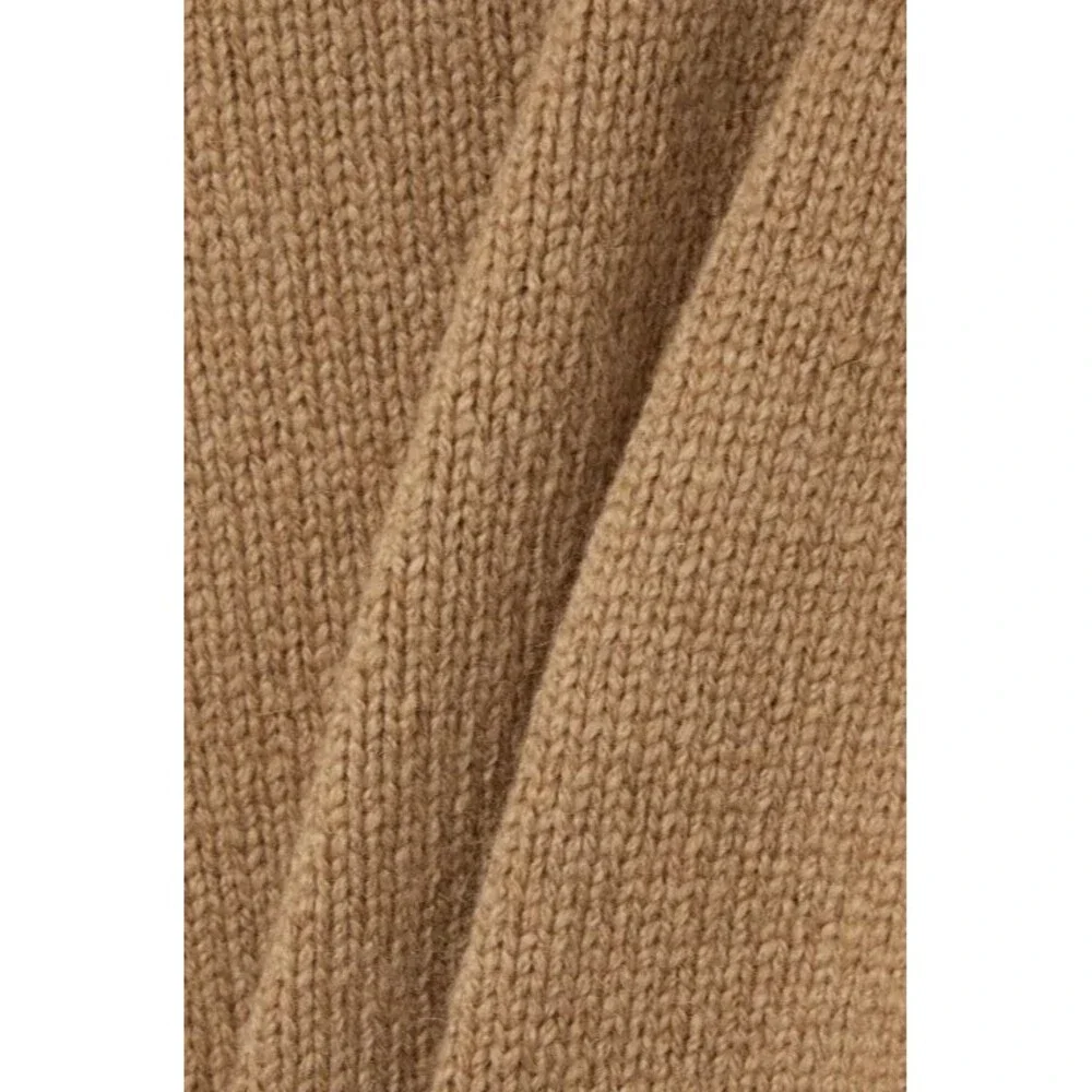 Nili Lotan Cambridge Short Sleeve Camel Hair Sweater Turtleneck Tan Size Small